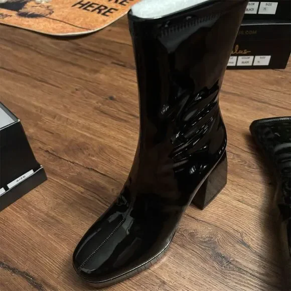 Lulus Women's Black Platform Boots Size 6 Casual Block Heel Edmen - Picture 15 of 16